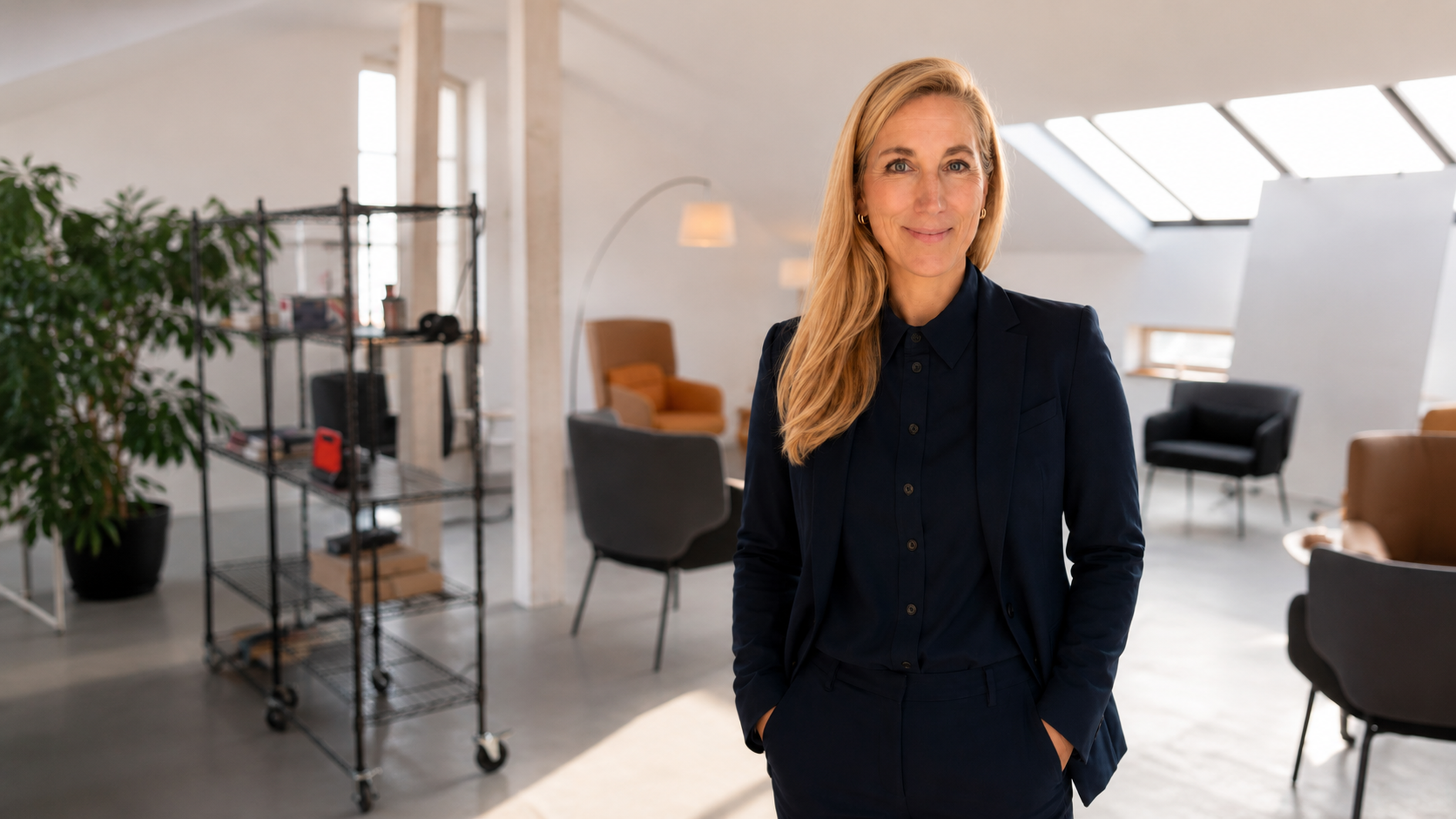 Christiane Wilmes in einem hellen Beratungsraum